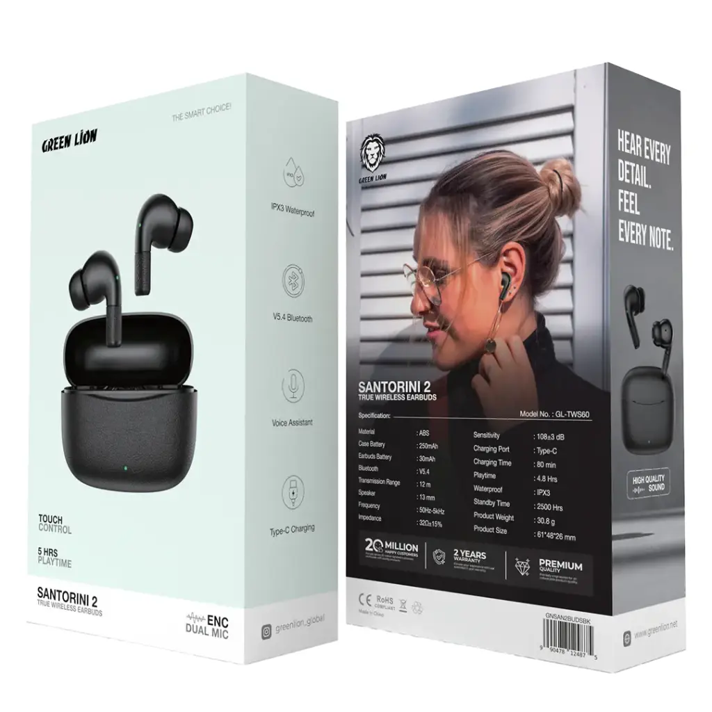 Green20Lion20Santorini20220True20Wireless20Earbuds20TWS_20251102_1723 Green Lion Santorini ENC Dual Mic Earbuds - Black - Image 1