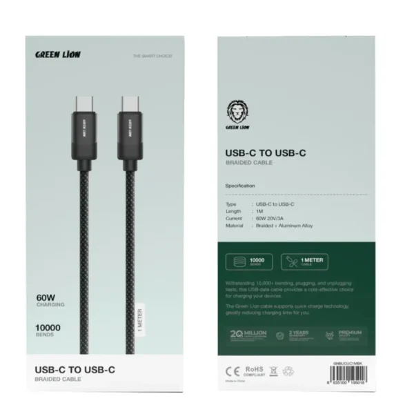 Green Lion USB-C to USB-C Braided Cable