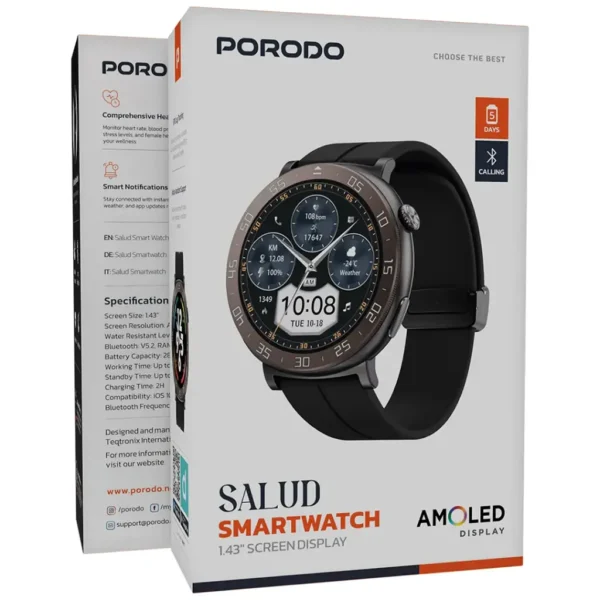 Porodo Salud Smart Watch - Black