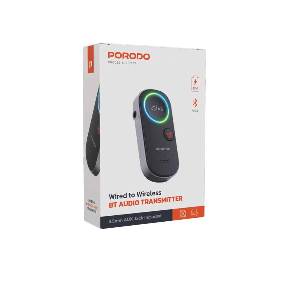 Porodo20Wired20to20Wireless20BT20Audio20Transmitter20-20Black201_20251109_2121 Porodo AUX to Bluetooth Audio Transmitter - Image 1